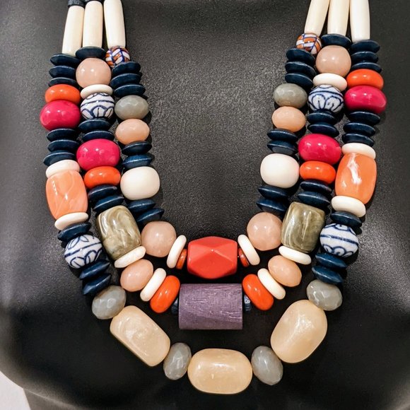 CHICO'S Beaded Chunky Multi-Strand Necklace - Picture 2 of 4